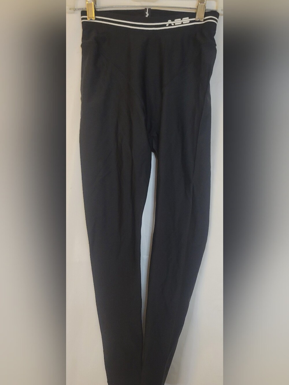 Women's Black High-Rise Stretch Leggings with Branded Waistband